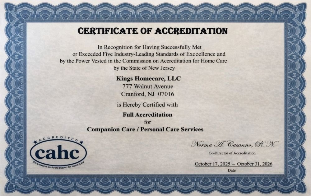 kings home care certificate